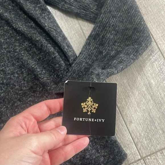 Nordstrom Fortune and Ivy Size Large Black Cowl Neck Sweater Shirt New With Tags - Picture 3 of 5